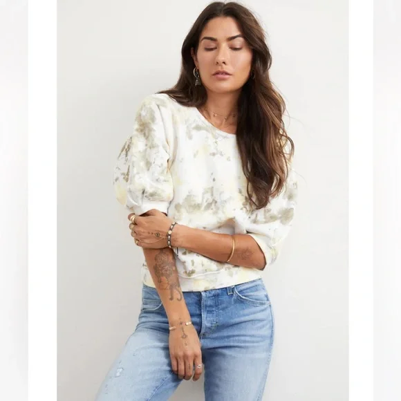 AMO Tops Amo Puff Sleeve Crew Neck Crop Sweatshirt Xs Poshmark